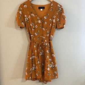 NWOT Mustard Yellow Floral Short Sleeve Dress